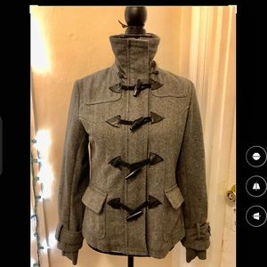 GRAY WITH BLACK DETAIL & POCKETS PEACOAT